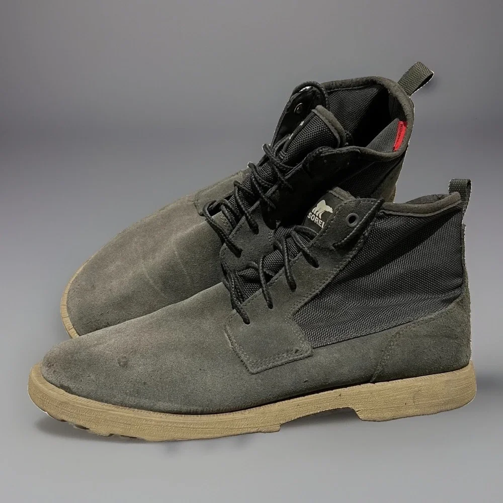 Sorel Caribou Mod Mens Gray Leather Waterproof High Top Chukka Boots Size 11.5
